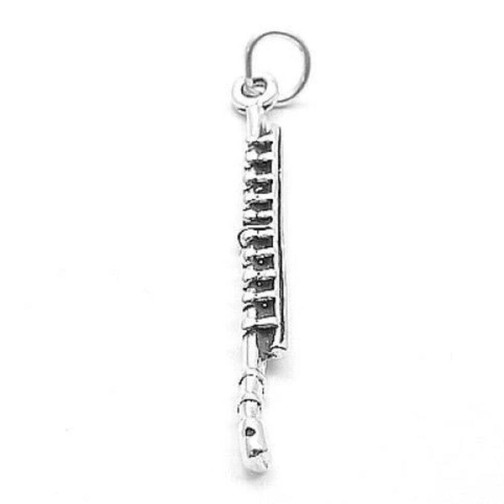 FLUTE CHARM IN 3D. STERLING SILVER